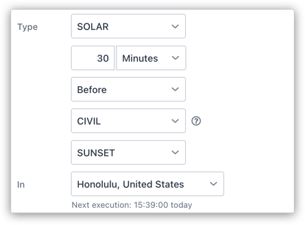 Sunrise-sunset schedule